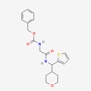 benzyl (2-oxo-2-(((tetrahydro-2H-pyran-4-yl)(thiophen-2-yl)methyl)amino)ethyl)carbamate