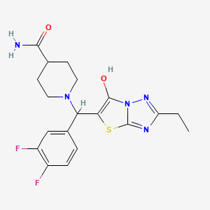 molecular formula C19H21F2N5O2S B2934438 1-((3,4-Difluorophenyl)(2-ethyl-6-hydroxythiazolo[3,2-b][1,2,4]triazol-5-yl)methyl)piperidine-4-carboxamide CAS No. 898345-65-8