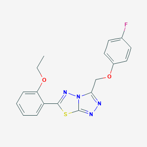 molecular formula C18H15FN4O2S B293444 6-(2-Ethoxyphenyl)-3-[(4-fluorophenoxy)methyl][1,2,4]triazolo[3,4-b][1,3,4]thiadiazole 