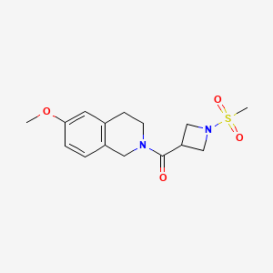 molecular formula C15H20N2O4S B2934457 (6-methoxy-3,4-dihydroisoquinolin-2(1H)-yl)(1-(methylsulfonyl)azetidin-3-yl)methanone CAS No. 1428356-61-9