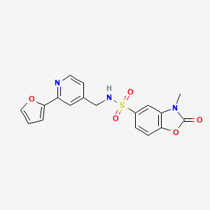 molecular formula C18H15N3O5S B2934463 N-((2-(furan-2-yl)pyridin-4-yl)methyl)-3-methyl-2-oxo-2,3-dihydrobenzo[d]oxazole-5-sulfonamide CAS No. 2034594-61-9
