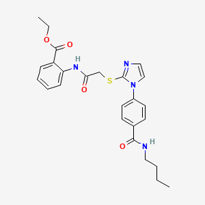 molecular formula C25H28N4O4S B2934484 2-(2-((1-(4-(丁基氨基羰基)苯基)-1H-咪唑-2-基)硫代)乙酰氨基)苯甲酸乙酯 CAS No. 1207017-79-5