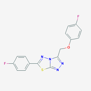 molecular formula C16H10F2N4OS B293450 3-[(4-Fluorophenoxy)methyl]-6-(4-fluorophenyl)[1,2,4]triazolo[3,4-b][1,3,4]thiadiazole 