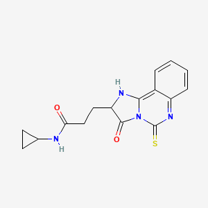 molecular formula C16H16N4O2S B2934504 N-cyclopropyl-3-(3-oxo-5-thioxo-2,3,5,6-tetrahydroimidazo[1,2-c]quinazolin-2-yl)propanamide CAS No. 1033824-25-7