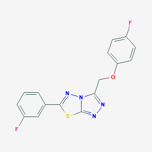 molecular formula C16H10F2N4OS B293451 3-[(4-Fluorophenoxy)methyl]-6-(3-fluorophenyl)[1,2,4]triazolo[3,4-b][1,3,4]thiadiazole 