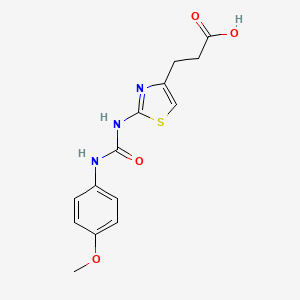 molecular formula C14H15N3O4S B2934511 3-(2-(3-(4-Methoxyphenyl)ureido)thiazol-4-yl)propanoic acid CAS No. 1105192-30-0