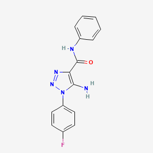 molecular formula C15H12FN5O B2934518 5-amino-1-(4-fluorophenyl)-N-phenyl-1H-1,2,3-triazole-4-carboxamide CAS No. 951902-81-1