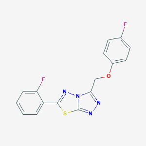 molecular formula C16H10F2N4OS B293452 3-[(4-Fluorophenoxy)methyl]-6-(2-fluorophenyl)[1,2,4]triazolo[3,4-b][1,3,4]thiadiazole 