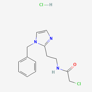 molecular formula C14H17Cl2N3O B2934521 N-[2-(1-Benzylimidazol-2-yl)ethyl]-2-chloroacetamide;hydrochloride CAS No. 2411318-11-9