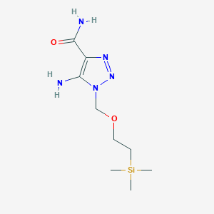 molecular formula C9H19N5O2Si B2934524 5-Amino-1-{[2-(trimethylsilyl)ethoxy]methyl}-1H-1,2,3-triazole-4-carboxamide CAS No. 1803601-42-4