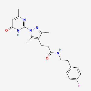 3-(3,5-dimethyl-1-(4-methyl-6-oxo-1,6-dihydropyrimidin-2-yl)-1H-pyrazol-4-yl)-N-(4-fluorophenethyl)propanamide