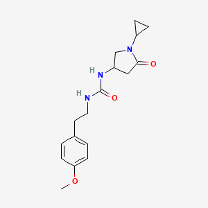 molecular formula C17H23N3O3 B2934536 1-(1-Cyclopropyl-5-oxopyrrolidin-3-yl)-3-(4-methoxyphenethyl)urea CAS No. 1396854-57-1