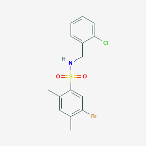 molecular formula C15H15BrClNO2S B2934539 5-bromo-N-[(2-chlorophenyl)methyl]-2,4-dimethylbenzene-1-sulfonamide CAS No. 1808821-80-8