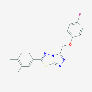 molecular formula C18H15FN4OS B293454 6-(3,4-Dimethylphenyl)-3-[(4-fluorophenoxy)methyl][1,2,4]triazolo[3,4-b][1,3,4]thiadiazole 