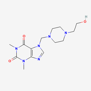 molecular formula C14H22N6O3 B2934540 7-((4-(2-hydroxyethyl)piperazin-1-yl)methyl)-1,3-dimethyl-1H-purine-2,6(3H,7H)-dione CAS No. 14340-40-0