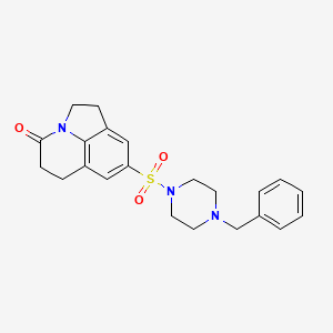 molecular formula C22H25N3O3S B2934544 8-((4-苄基哌嗪-1-基)磺酰基)-5,6-二氢-1H-吡咯并[3,2,1-ij]喹啉-4(2H)-酮 CAS No. 898462-68-5