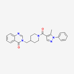 molecular formula C25H25N5O2 B2934546 3-[[1-(5-Methyl-1-phenylpyrazole-4-carbonyl)piperidin-4-yl]methyl]quinazolin-4-one CAS No. 2380190-56-5