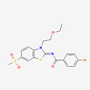 molecular formula C19H19BrN2O4S2 B2934555 (Z)-4-溴-N-(3-(2-乙氧基乙基)-6-(甲磺酰基)苯并[d]噻唑-2(3H)-亚甲基)苯甲酰胺 CAS No. 865173-65-5