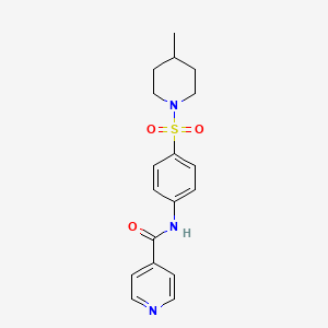 molecular formula C18H21N3O3S B2934562 N-[4-(4-甲基哌啶-1-基)磺酰基苯基]吡啶-4-羧酰胺 CAS No. 876522-44-0