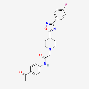 molecular formula C23H23FN4O3 B2934563 N-(4-acetylphenyl)-2-(4-(3-(4-fluorophenyl)-1,2,4-oxadiazol-5-yl)piperidin-1-yl)acetamide CAS No. 1251676-01-3