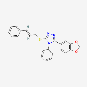 molecular formula C24H19N3O2S B2934567 3-(benzo[d][1,3]dioxol-5-yl)-5-(cinnamylthio)-4-phenyl-4H-1,2,4-triazole CAS No. 325694-62-0