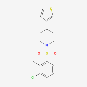 molecular formula C16H18ClNO2S2 B2934577 1-((3-Chloro-2-methylphenyl)sulfonyl)-4-(thiophen-3-yl)piperidine CAS No. 1421531-14-7