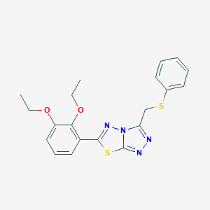 molecular formula C20H20N4O2S2 B293458 6-(2,3-Diethoxyphenyl)-3-[(phenylsulfanyl)methyl][1,2,4]triazolo[3,4-b][1,3,4]thiadiazole 