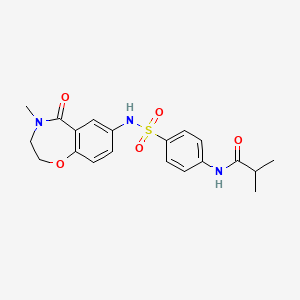 molecular formula C20H23N3O5S B2934582 N-(4-(N-(4-methyl-5-oxo-2,3,4,5-tetrahydrobenzo[f][1,4]oxazepin-7-yl)sulfamoyl)phenyl)isobutyramide CAS No. 922061-89-0