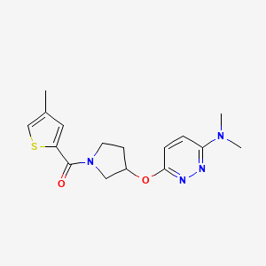 molecular formula C16H20N4O2S B2934585 (3-((6-(Dimethylamino)pyridazin-3-yl)oxy)pyrrolidin-1-yl)(4-methylthiophen-2-yl)methanone CAS No. 2034479-26-8