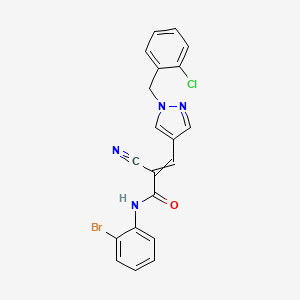 molecular formula C20H14BrClN4O B2934587 N-(2-bromophenyl)-3-{1-[(2-chlorophenyl)methyl]-1H-pyrazol-4-yl}-2-cyanoprop-2-enamide CAS No. 1808564-08-0