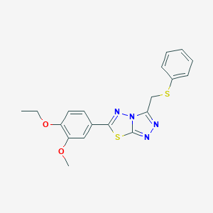 molecular formula C19H18N4O2S2 B293459 6-(4-Ethoxy-3-methoxyphenyl)-3-[(phenylsulfanyl)methyl][1,2,4]triazolo[3,4-b][1,3,4]thiadiazole 