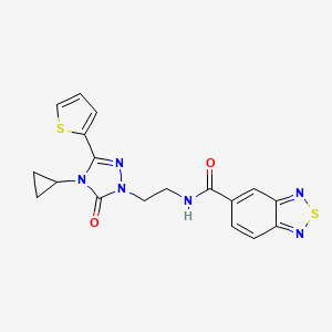 molecular formula C18H16N6O2S2 B2934595 N-(2-(4-cyclopropyl-5-oxo-3-(thiophen-2-yl)-4,5-dihydro-1H-1,2,4-triazol-1-yl)ethyl)benzo[c][1,2,5]thiadiazole-5-carboxamide CAS No. 1448064-34-3