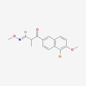 molecular formula C16H16BrNO3 B2934599 (3E)-1-(5-bromo-6-methoxynaphthalen-2-yl)-3-(methoxyimino)-2-methylpropan-1-one CAS No. 338420-15-8