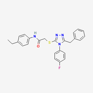 molecular formula C25H23FN4OS B2934604 2-{[5-benzyl-4-(4-fluorophenyl)-4H-1,2,4-triazol-3-yl]sulfanyl}-N-(4-ethylphenyl)acetamide CAS No. 763139-01-1