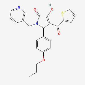 molecular formula C24H22N2O4S B2934608 3-hydroxy-5-(4-propoxyphenyl)-1-(pyridin-3-ylmethyl)-4-(thiophene-2-carbonyl)-1H-pyrrol-2(5H)-one CAS No. 615271-38-0