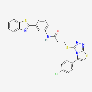 molecular formula C26H18ClN5OS3 B2934612 N-(3-(benzo[d]thiazol-2-yl)phenyl)-3-((5-(4-chlorophenyl)thiazolo[2,3-c][1,2,4]triazol-3-yl)thio)propanamide CAS No. 690960-06-6