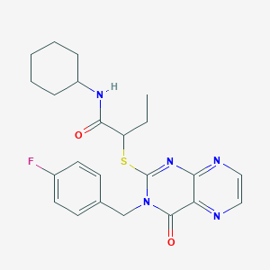 N-cyclohexyl-2-{[3-(4-fluorobenzyl)-4-oxo-3,4-dihydropteridin-2-yl]thio}butanamide