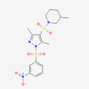 1-{[3,5-dimethyl-1-(3-nitrobenzenesulfonyl)-1H-pyrazol-4-yl]sulfonyl}-3-methylpiperidine