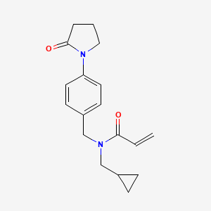 molecular formula C18H22N2O2 B2934687 N-(Cyclopropylmethyl)-N-[[4-(2-oxopyrrolidin-1-yl)phenyl]methyl]prop-2-enamide CAS No. 2411279-83-7
