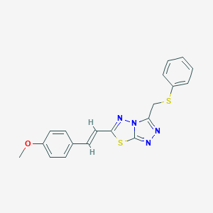 molecular formula C19H16N4OS2 B293470 6-[(E)-2-(4-methoxyphenyl)ethenyl]-3-[(phenylsulfanyl)methyl][1,2,4]triazolo[3,4-b][1,3,4]thiadiazole 