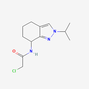 molecular formula C12H18ClN3O B2934700 2-Chloro-N-(2-propan-2-yl-4,5,6,7-tetrahydroindazol-7-yl)acetamide CAS No. 2411277-24-0
