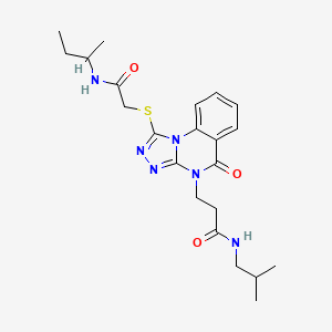 molecular formula C22H30N6O3S B2934707 3-[1-{[2-(sec-butylamino)-2-oxoethyl]thio}-5-oxo[1,2,4]triazolo[4,3-a]quinazolin-4(5H)-yl]-N-isobutylpropanamide CAS No. 1112308-94-7