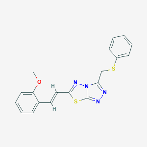 molecular formula C19H16N4OS2 B293471 6-[(E)-2-(2-methoxyphenyl)ethenyl]-3-[(phenylsulfanyl)methyl][1,2,4]triazolo[3,4-b][1,3,4]thiadiazole 