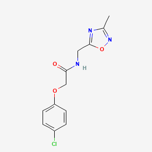molecular formula C12H12ClN3O3 B2934710 2-(4-chlorophenoxy)-N-((3-methyl-1,2,4-oxadiazol-5-yl)methyl)acetamide CAS No. 1206996-74-8