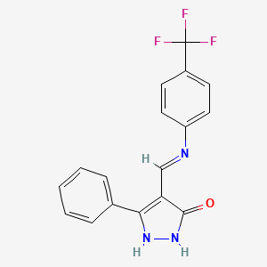 molecular formula C17H12F3N3O B2934711 3-phenyl-4-[[4-(trifluoromethyl)anilino]methylidene]-1H-pyrazol-5-one CAS No. 477851-10-8