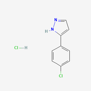 molecular formula C9H8Cl2N2 B2934718 3-(4-chlorophenyl)-1H-pyrazole hydrochloride CAS No. 113140-17-3