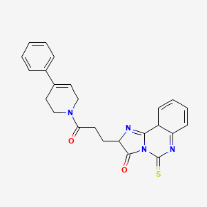 molecular formula C24H22N4O2S B2934719 2-[3-氧代-3-(4-苯基-3,6-二氢-2H-吡啶-1-基)丙基]-5-硫代亚基lidene-2,10a-二氢咪唑并[1,2-c]喹唑啉-3-酮 CAS No. 1028685-37-1