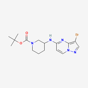 molecular formula C16H22BrN5O2 B2934724 Tert-butyl 3-[(3-bromopyrazolo[1,5-a]pyrimidin-5-yl)amino]piperidine-1-carboxylate CAS No. 2416237-19-7