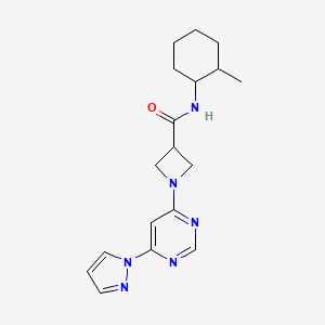 molecular formula C18H24N6O B2934728 1-(6-(1H-pyrazol-1-yl)pyrimidin-4-yl)-N-(2-methylcyclohexyl)azetidine-3-carboxamide CAS No. 2034360-38-6