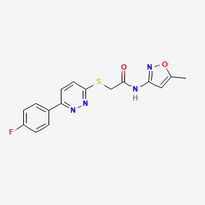 molecular formula C16H13FN4O2S B2934729 2-[6-(4-fluorophenyl)pyridazin-3-yl]sulfanyl-N-(5-methyl-1,2-oxazol-3-yl)acetamide CAS No. 626224-16-6